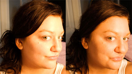 BEFORE and AFTER: Solar Powder Bronzer & Highlighter (no flash)