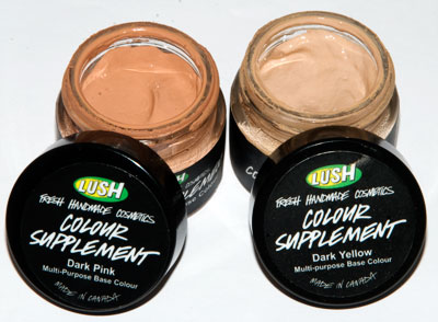 LUSH Colour Supplements: Dark Pink (left), Dark Yellow (right)
