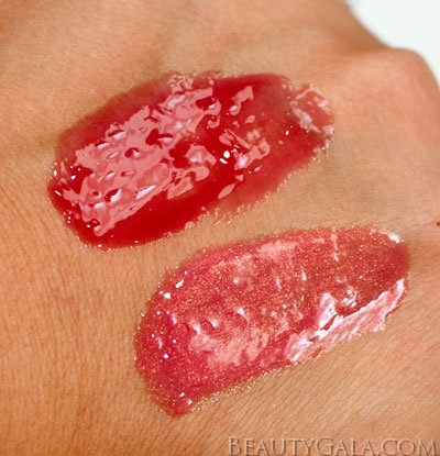 Mulberry (top), Pink Tu-lip (bottom) swatches on hand